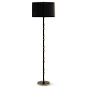 Robert Abbey Kane 65" Tall Torchiere Floor Lamp with Black Paper Shade Obsidian / Modern Brass