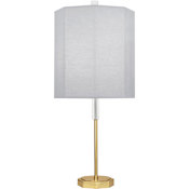 Robert Abbey Kate 33" Tall Buffet Table Lamp with Pearl Gray Fabric Shade Modern Brass / Lucite Crystal