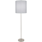 Robert Abbey Kate 66" Tall Torchiere Floor Lamp with Pearl Gray Fabric Shade Polished Nickel / Lucite Crystal