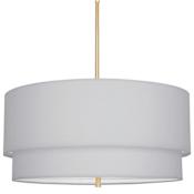 Robert Abbey Decker 3 Light 30" Wide Pendant with Tiered Light Gray Fabric Shade Modern Brass