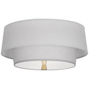 Robert Abbey Decker 2 Light 17" Wide Flush Mount Ceiling Fixture with Tiered Pearl Fabric Shade Modern Brass