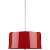 Robert Abbey Penelope 3 Light 26" Wide Pendant with Red Paper Shade Polished Nickel