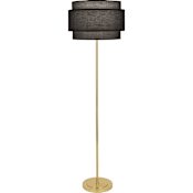 Robert Abbey Decker 63" Tall Torchiere Floor Lamp with Raven Black Tiered Shade Modern Brass