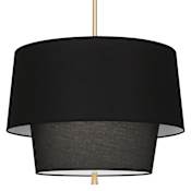 Robert Abbey Decker 3 Light 24" Wide Pendant with Raven Black Tapered Tiered Shade Modern Brass