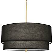 Robert Abbey Decker 3 Light 30" Wide Pendant with Raven Black Tiered Shade Modern Brass