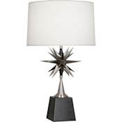 Robert Abbey Cosmos 30" Tall Buffet Table Lamp with White Fabric Shade Deep Patina Bronze / Antique Silver