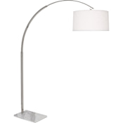 Robert Abbey Archer 2 Light 81" Tall Arc Floor Lamp with White Fabric Shade Polished Nickel