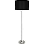 Robert Abbey Fineas 65" Tall Torchiere Floor Lamp with Black Paper Shade Polished Nickel
