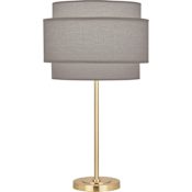 Robert Abbey Decker 29" Tall Buffet Table Lamp with Tiered Gray Fabric Shade Modern Brass