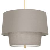 Robert Abbey Decker 3 Light 24" Wide Pendant with Tapered Tiered Gray Fabric Shade Modern Brass