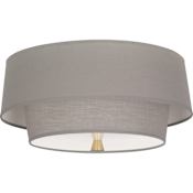 Robert Abbey Decker 2 Light 17" Wide Flush Mount Ceiling Fixture with Tiered Gray Fabric Shade Modern Brass