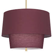 Robert Abbey Decker 3 Light 24" Wide Pendant with Tapered Tiered Burgundy Fabric Shade Modern Brass