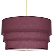 Robert Abbey Decker 3 Light 24" Wide Pendant with Tiered Burgundy Fabric Shade Modern Brass