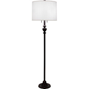 Robert Abbey Arthur 2 Light 65" Tall Torchiere Floor Lamp with Pearl Fabric Shade Deep Patina Bronze