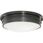 Robert Abbey Roderick 3 Light 16" Wide Flush Mount Bowl Ceiling Fixture with Frosted Glass Shade Deep Patina Bronze