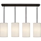 Robert Abbey Echo 4 Light 44" Wide Linear Pendant with Linen Shades Deep Patina Bronze