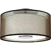 Robert Abbey Saturnia 2 Light 18" Wide Semi-Flush Drum Ceiling Fixture with Transparent Fabric Outer And Ascot White Inner Shade Deep Patina Bronze