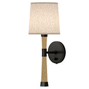 Robert Abbey Hatteras 19" Tall Wall Sconce with Cream Heather Shade Natural Rope / Deep Patina Bronze
