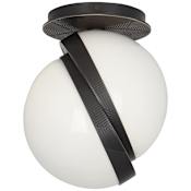 Robert Abbey Michael Berman Brut 7" Wide Semi-Flush Globe Ceiling Fixture with White Glass Shade Deep Patina Bronze