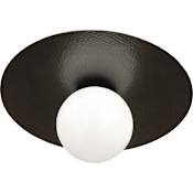 Robert Abbey Dal 13" Wide LED Semi-Flush Globe Ceiling Fixture with White Glass Shade Deep Patina Bronze / White