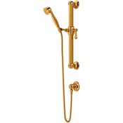 Rohl Palladian 1.8 GPM Single Function Hand Shower Package - Includes Slide Bar, Hose, and Wall Supply Italian Brass