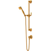 Rohl Palladian 1.8 GPM Single Function Hand Shower Package - Includes Slide Bar, Hose, and Wall Supply Italian Brass