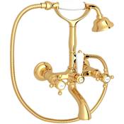 Rohl Acqui Wall Mounted Tub Filler with Built-In Diverter - Includes Hand Shower Italian Brass