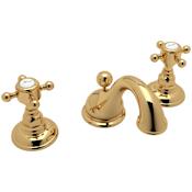 Rohl Acqui 1.2 GPM Widespread Bathroom Faucet with Pop-Up Drain Assembly Italian Brass