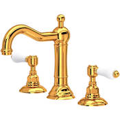 Rohl Acqui 1.2 GPM Widespread Bathroom Faucet with Pop-Up Drain Assembly Italian Brass