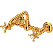Rohl Acqui 1.2 GPM Wall Mounted Widespread Bridge Bathroom Faucet Italian Brass