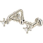 Rohl Acqui 1.2 GPM Wall Mounted Widespread Bridge Bathroom Faucet Polished Nickel