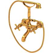 Rohl Palladian Wall Mounted Tub Filler with Built-In Diverter - Includes Hand Shower Italian Brass