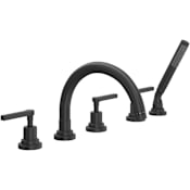 Rohl Lombardia Deck Mounted Tub Filler with Built-In Diverter - Includes Hand Shower Matte Black
