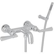 Rohl San Giovanni Wall Mounted Tub Filler with Built-In Diverter - Includes Hand Shower Polished Chrome