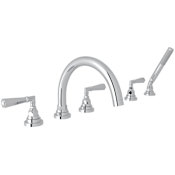 Rohl San Giovanni Deck Mounted Roman Tub Filler with Built-In Diverter - Includes Hand Shower Polished Chrome