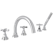 Rohl San Giovanni Deck Mounted Roman Tub Filler with Built-In Diverter - Includes Hand Shower Polished Chrome