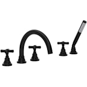 Rohl San Giovanni Deck Mounted Roman Tub Filler with Built-In Diverter - Includes Hand Shower Matte Black