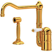 Rohl Acqui 1.5 GPM Single Hole Kitchen Faucet - Includes Side Spray Italian Brass