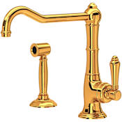 Rohl Acqui 1.5 GPM Single Hole Kitchen Faucet - Includes Side Spray Italian Brass
