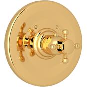 Rohl Acqui Thermostatic Valve Trim Only with Single Cross Handle - Less Rough In Italian Brass