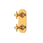 Rohl Five Function Thermostatic Valve Trim Only with Dual Cross Handles and Integrated Diverter - Less Rough In Italian Brass