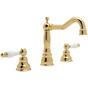 Rohl Arcana 1.2 GPM Widespread Bathroom Faucet with Pop-Up Drain Assembly Italian Brass