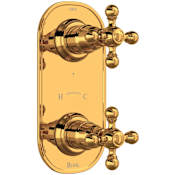 Rohl Arcana 5 Function Thermostatic Valve Trim Only with Double Cross Handle and Integrated Diverter - Less Rough In Italian Brass