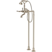 Rohl Acqui Floor Mounted Tub Filler with Built-In Diverter - Includes Hand Shower Satin Nickel