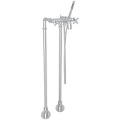 Rohl San Giovanni Floor Mounted Clawfoot Tub Filler with Built-In Diverter - Includes Hand Shower Polished Chrome