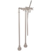 Rohl San Giovanni Floor Mounted Clawfoot Tub Filler with Built-In Diverter - Includes Hand Shower Satin Nickel
