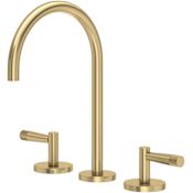 Rohl Amahle 1.2 GPM Widespread Bathroom Faucet with Lever Handles and Pop-Up Drain Assembly Antique Gold