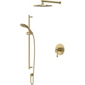 Rohl Amahle Pressure Balanced and Thermostatic Shower System with Shower Head, Hand Shower, Slide Bar, Shower Arm, Hose, and Valve Trim Antique Gold
