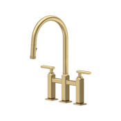 Rohl Apothecary 1.8 GPM Bridge Pull Down Kitchen Faucet Antique Gold