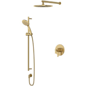 Rohl Apadana Transitional Pressure Balanced, Thermostatic Shower System with Shower Head, Hand Shower, Slide Bar, Shower Arm, Hose, and Valve Trim Antique Gold